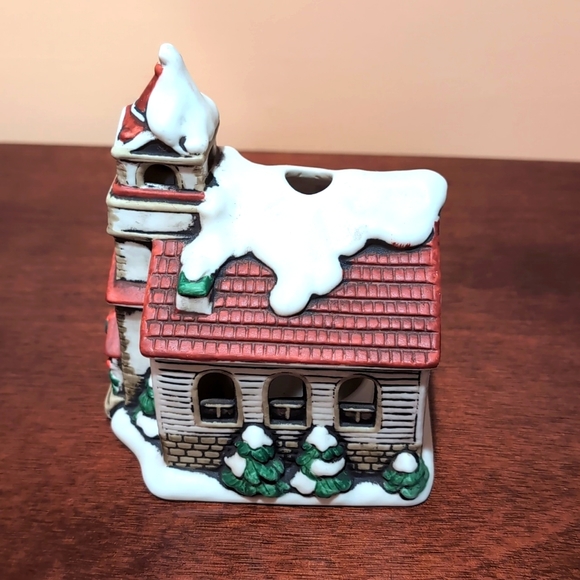 Lefton Handpainted Colonial Village Church Tea Light Holder 05817 Christmas 1986 - Picture 2 of 8